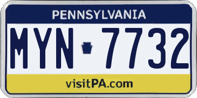 PA license plate MYN7732