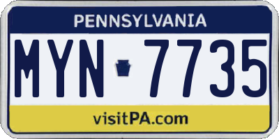 PA license plate MYN7735