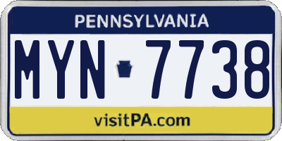 PA license plate MYN7738