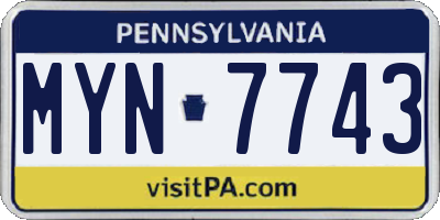 PA license plate MYN7743