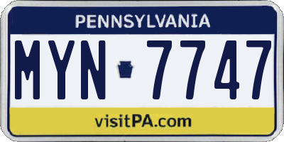 PA license plate MYN7747
