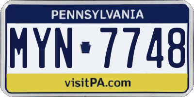 PA license plate MYN7748