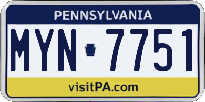 PA license plate MYN7751