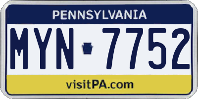 PA license plate MYN7752