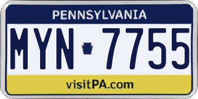 PA license plate MYN7755