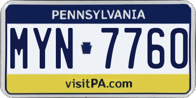 PA license plate MYN7760