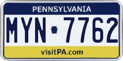 PA license plate MYN7762