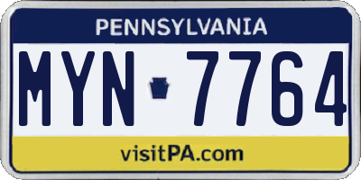 PA license plate MYN7764