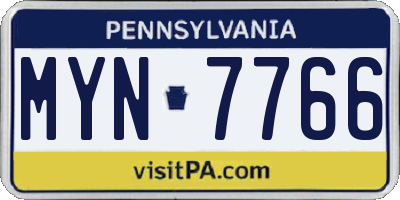 PA license plate MYN7766