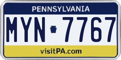 PA license plate MYN7767