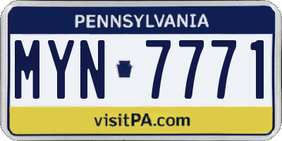 PA license plate MYN7771