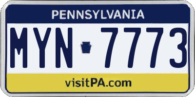 PA license plate MYN7773