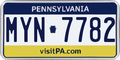 PA license plate MYN7782