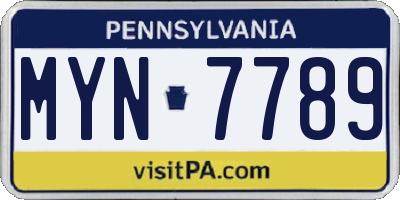PA license plate MYN7789