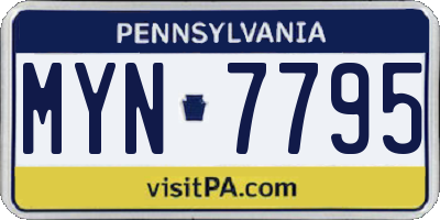 PA license plate MYN7795