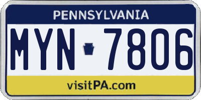 PA license plate MYN7806
