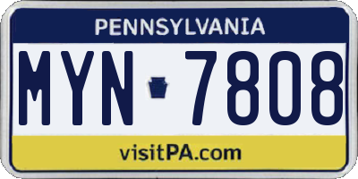 PA license plate MYN7808