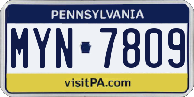 PA license plate MYN7809
