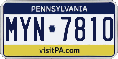 PA license plate MYN7810