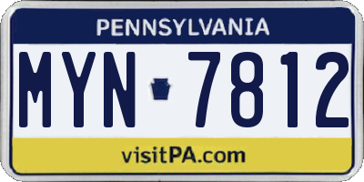PA license plate MYN7812
