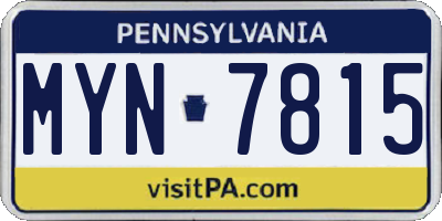 PA license plate MYN7815