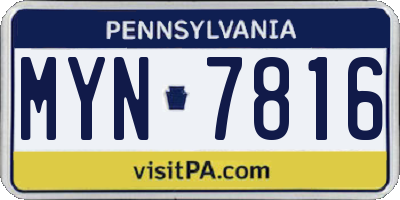PA license plate MYN7816