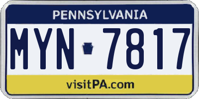 PA license plate MYN7817