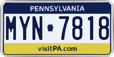 PA license plate MYN7818