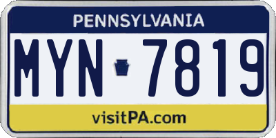 PA license plate MYN7819