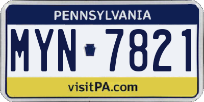 PA license plate MYN7821