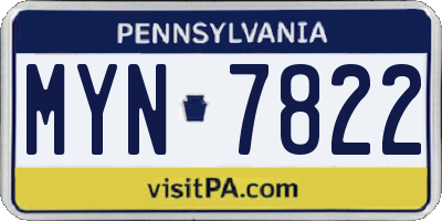PA license plate MYN7822