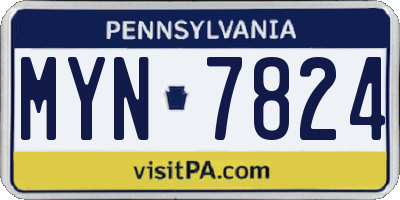 PA license plate MYN7824