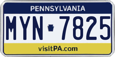 PA license plate MYN7825