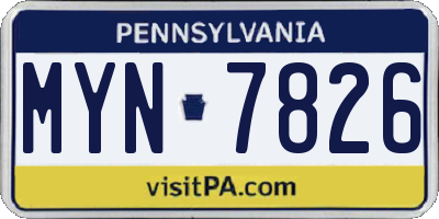 PA license plate MYN7826
