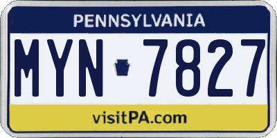 PA license plate MYN7827