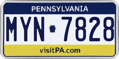 PA license plate MYN7828