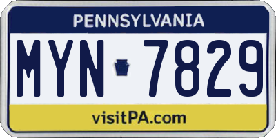 PA license plate MYN7829