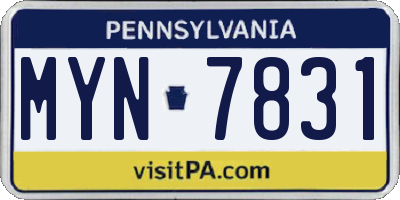 PA license plate MYN7831