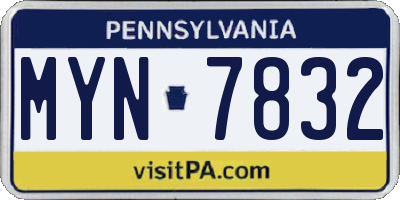 PA license plate MYN7832