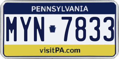 PA license plate MYN7833