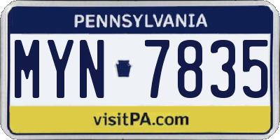 PA license plate MYN7835