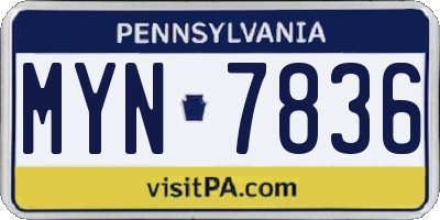 PA license plate MYN7836