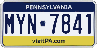 PA license plate MYN7841