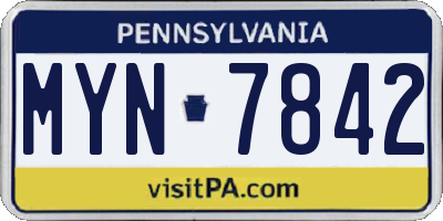 PA license plate MYN7842