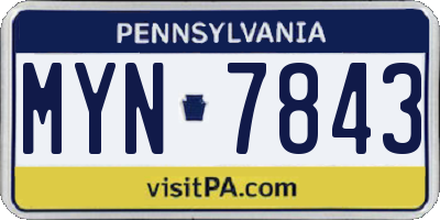 PA license plate MYN7843