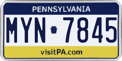PA license plate MYN7845