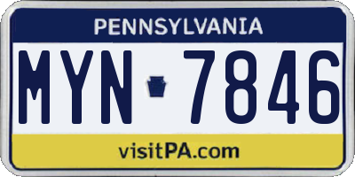 PA license plate MYN7846