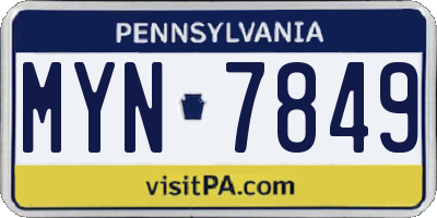 PA license plate MYN7849