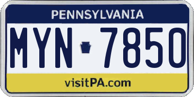 PA license plate MYN7850