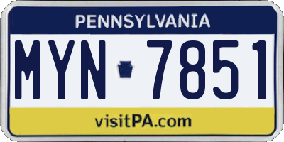 PA license plate MYN7851
